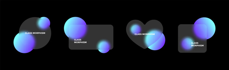 Translucent geometric shapes create depth with blurred circles in an abstract display of glass morphism aesthetics.