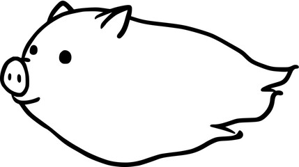 Cute hand-drawn pig illustrations in various poses on a transparent background.