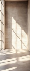Obraz premium Sunlit Empty Room with Conrete Walls and Floor