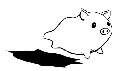 Cute hand-drawn pig illustrations in various poses on a transparent background.
