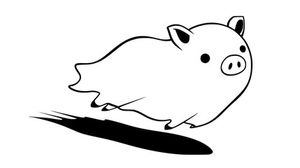 Cute hand-drawn pig illustrations in various poses on a transparent background.