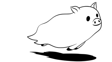Cute hand-drawn pig illustrations in various poses on a transparent background.