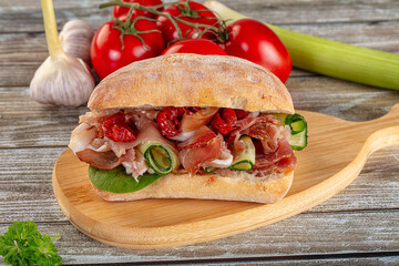 Ciabatta with cured parma and tomato