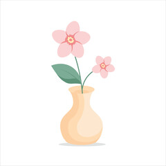 Sakura Decorative Flower on a Pot Colored Flat Illustration