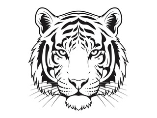 Fototapeta premium Stylized tiger head vector illustration featuring bold black and white design perfect for logo and branding projects