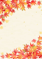 グラデーションが美しい紅葉フレーム　和紙風