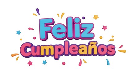 Cheerful and Colorful 3D Feliz Cumpleaños Celebration Greeting Decoration