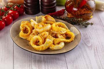 Roasted squid rings snack appetizer