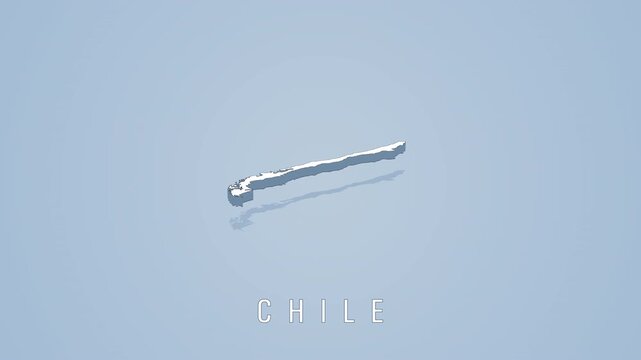 Rotating silver chile map on soft blue background