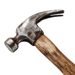 Vintage Rusty Hammer with Wooden Handle on Black Background