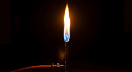 Bunsen Burner Flame on Black Background