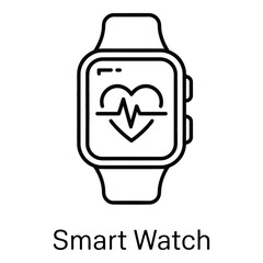 Smart Watch Vector Icon – Wearable Device, Fitness Tracker, Health Symbol