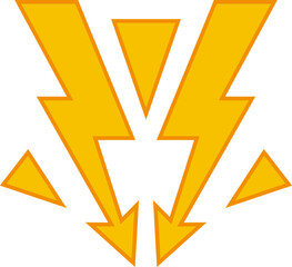 Lightning Yellow Icon Symbol. Thunderbolt shock icon collection. Yellow lightning burst, shouting. Energetic electric flashes for  power, speed, danger or action effects. Isolated vector icons set.