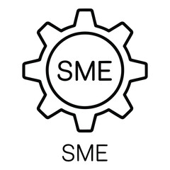 Sme business solution gear icon representing small and medium sized enterprises and companies success silhouette