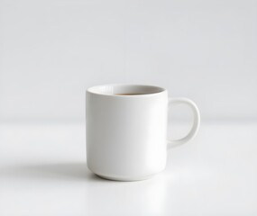 Fototapeta premium Small white mug mockup isolated on light background.