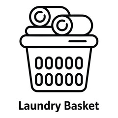 Laundry basket with rolled towels and a simple design in black and white line art style image art silhouette