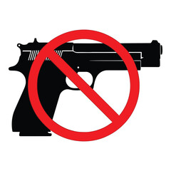 Obraz premium Art of no guns allowed sign with a pistol inside a red circle and a diagonal line isolated on white background