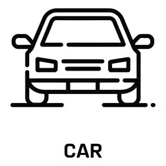 Front view of a car with headlights and bumper in black outline on a white background icon design vector illustration silhouette