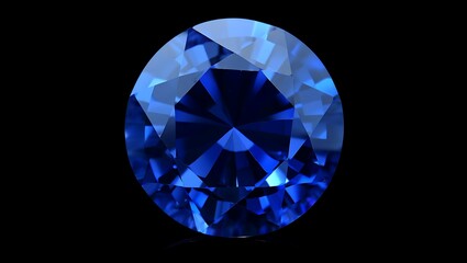 A stunning oval cut brilliant blue sapphire gemstone with facets reflecting light against a deep black background