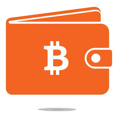 Obraz premium Art of orange bitcoin wallet icon representing cryptocurrency and digital finance, isolated on white background