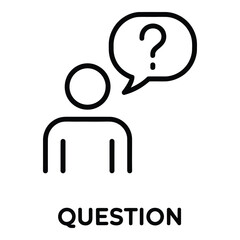 Person with a question mark in a speech bubble asking for help and in need of assistance now please silhouette