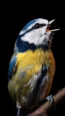 Fototapeta premium Blue Tit Singing Close Up
