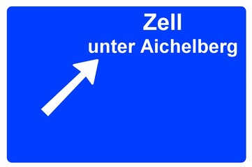 Illustration eines Autobahn-Ausfahrtschildes mit der Beschriftung 