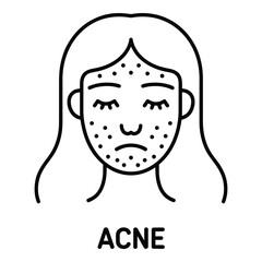 Illustration of a person with acne on their face showing skin problems and health issues silhouette