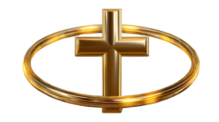 golden cross isolated on white background