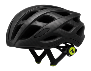 Carbon fiber road cycling helmet with aerodynamic profile and rear dial fit system