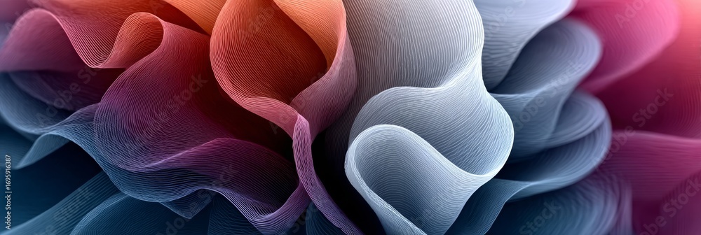 Wall mural abstract line art texture featuring flowing waves and gradient colors for modern digital design