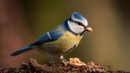 Obraz premium Blue Tit with Seed in Beak