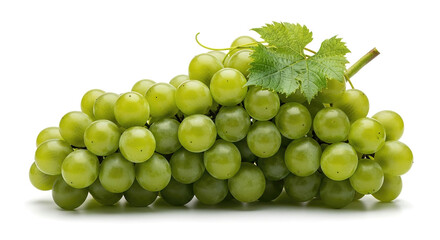 Lush Green Grapes - Vibrant Cluster, Studio Shot, White Background.
