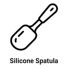 Outline of a black and white kitchen spatula for cooking and baking on a white background image silhouette