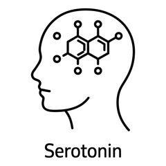 Serotonin molecule in human brain outline representing mental health and well being concept art silhouette