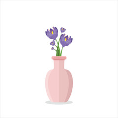 Saffron Decorative Plant on a Pot Colored Flat Illustration