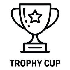 Outline trophy cup with star symbol for winning and achievement celebration vector illustration silhouette