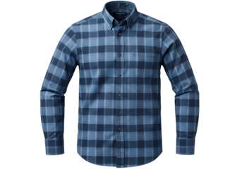 Men's Denim Plaid Long-Sleeve Shirt: Casual Apparel Photography isolated on transparent background