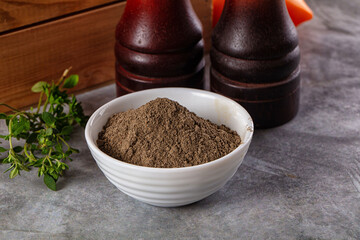 Ground dry black pepper powder