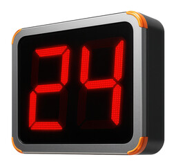 Digital shot clock with bright red LED display for basketball courts