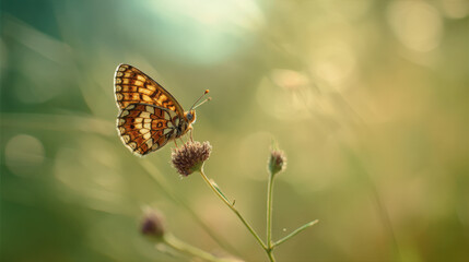 Obraz premium Butterfly against Bokeh Background Soft Morning Light
