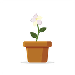 Jasmine Decorative Plant on a Pot Colored Flat Illustration