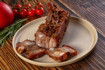 Baked pork belly with spices