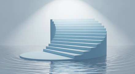 Obraz premium Abstract Staircase on Water, Conceptual Design