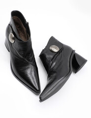 Comfortable women's ankle boots with heels made of genuine leather