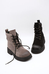 Comfortable stylish boots made of suede, women's model
