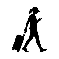 Silhouette of person using phone while traveling