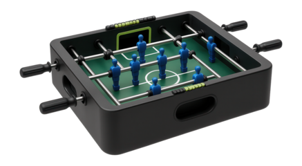 Portable foosball table with carry handles for easy transport