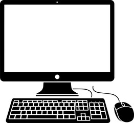 Fototapeta premium vector silhouette of a desktop computer with monitor, keyboard, and mouse.eps