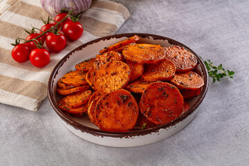 Tasty baked sweet potatoes with spices